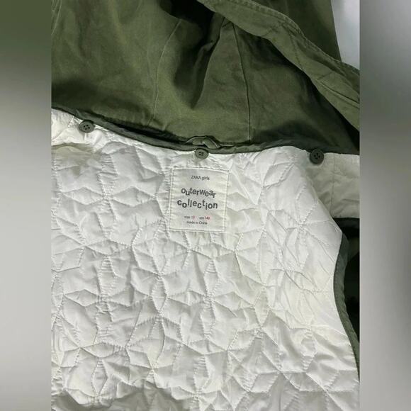 ZARA Girls “Dream Big” Embroidered Parka Jacket with Hood | Size 10 (140 cm) - Picture 4 of 15